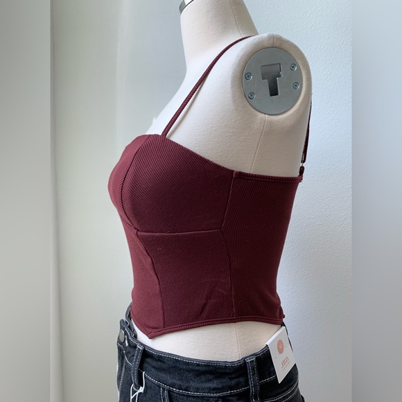 Corset Cami Tank Top - Maroon - Picture 9 of 11